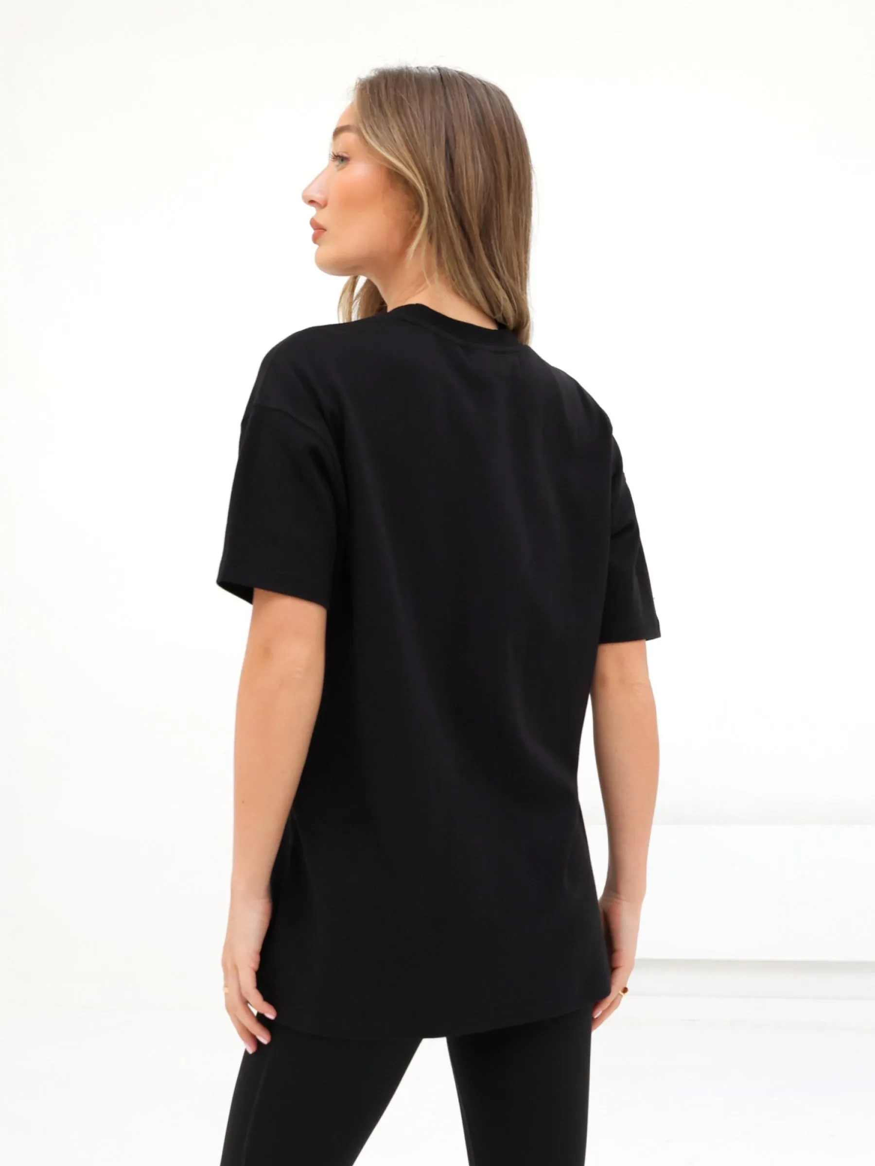 Tonal Varsity Oversized T-Shirt - Black