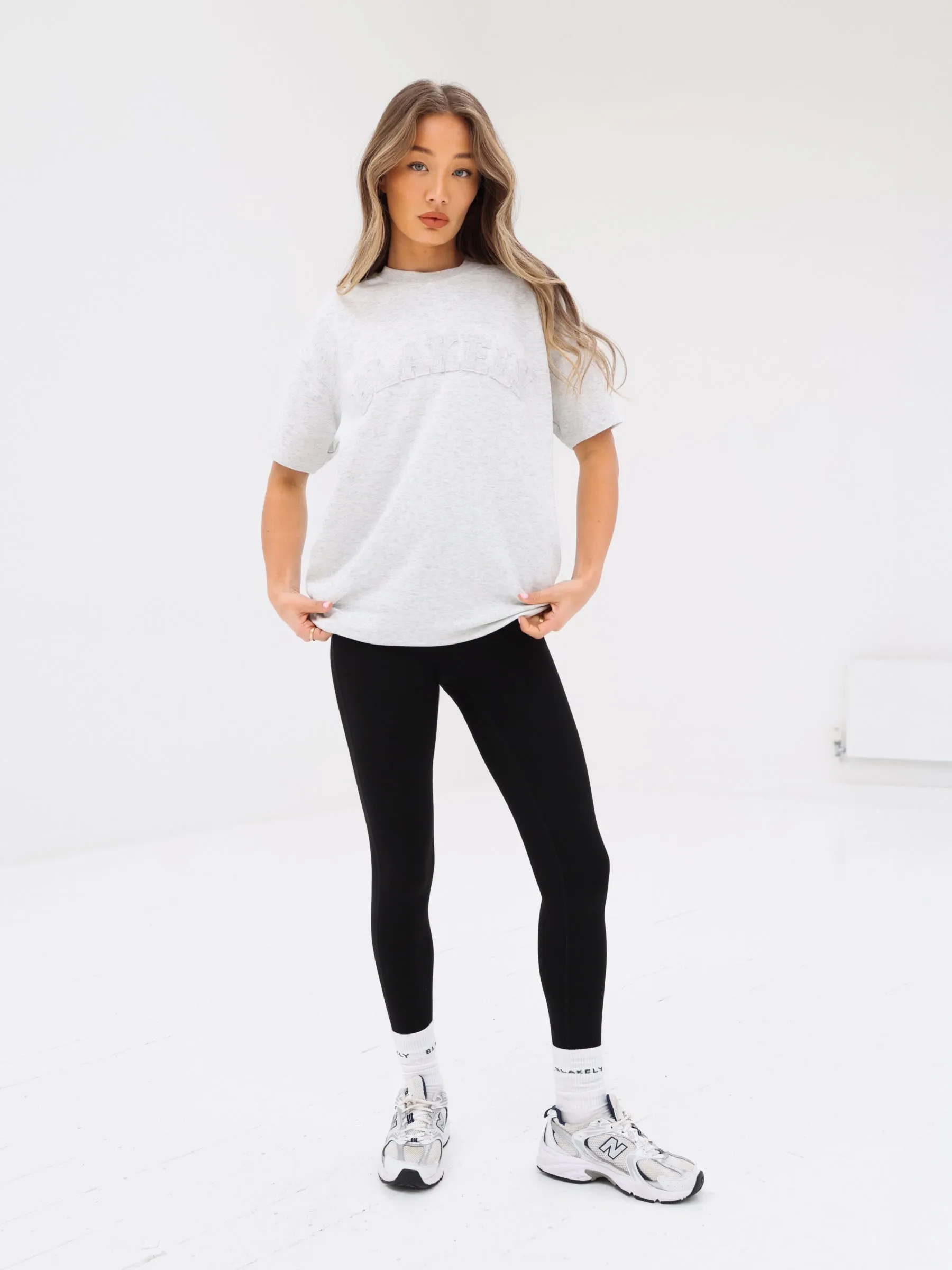 Tonal Varsity Oversized T-Shirt - Marl White