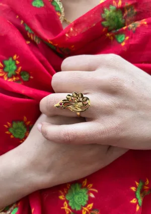 Turvi Gold Tone Silver Ring
