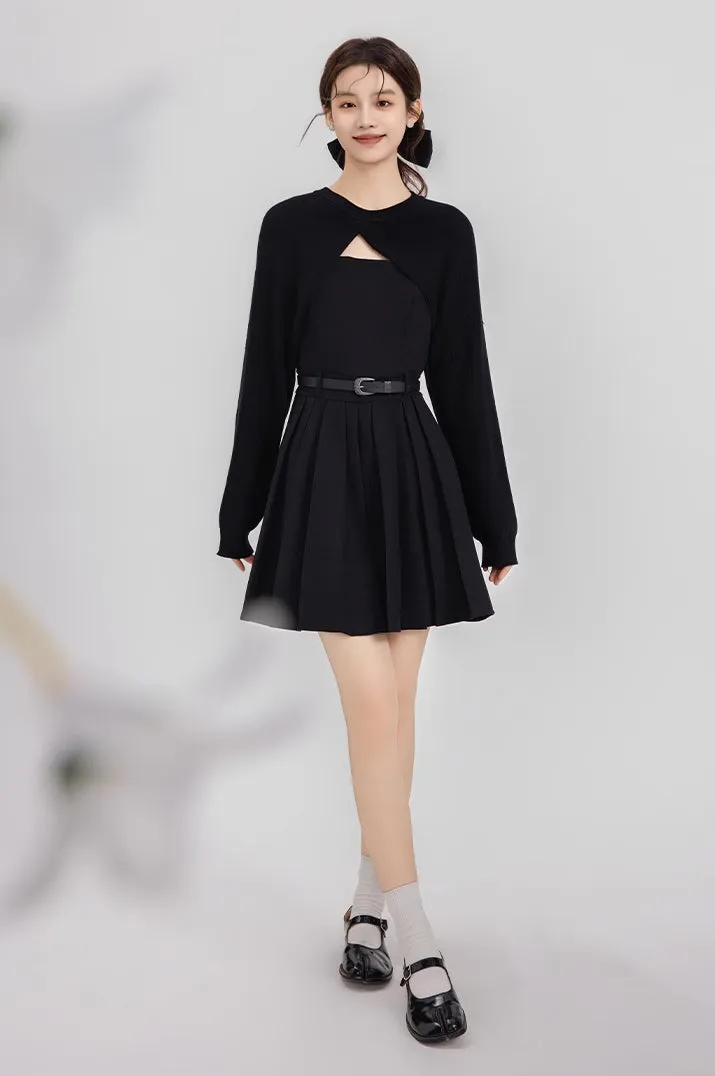 Two-Piece Mini Cami Dress & Sweater Set (2 Colors)