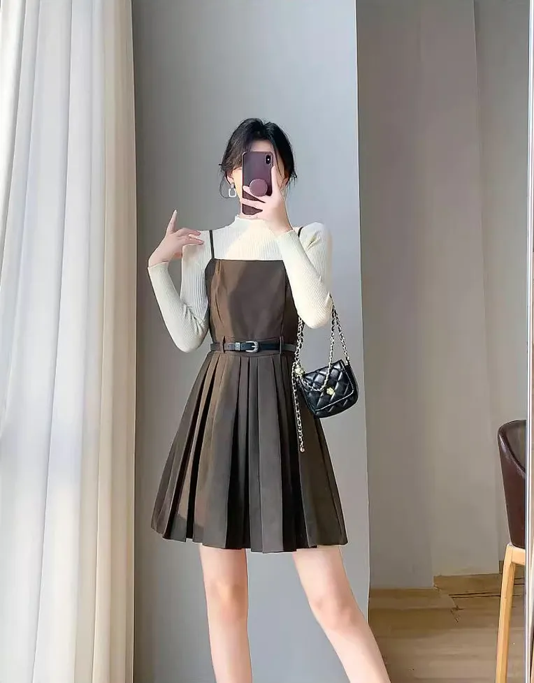 Two-Piece Mini Cami Dress & Sweater Set (2 Colors)