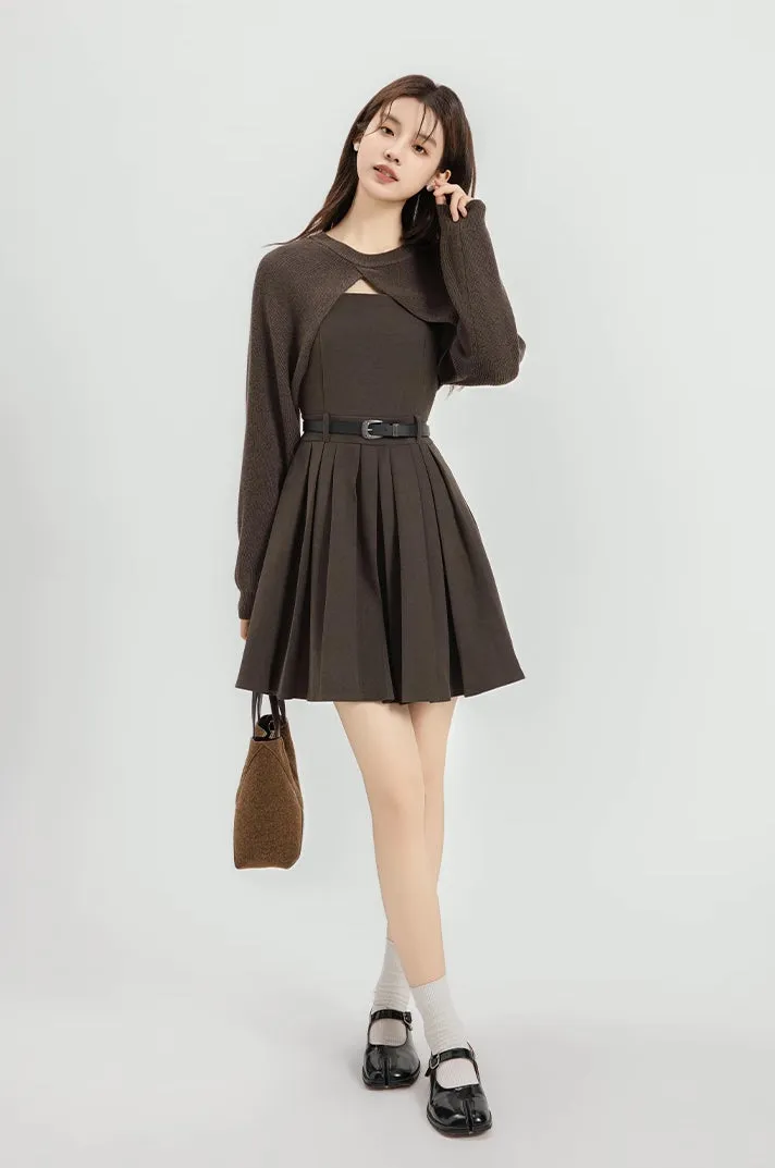 Two-Piece Mini Cami Dress & Sweater Set (2 Colors)