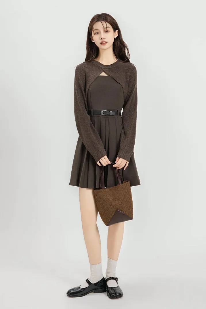 Two-Piece Mini Cami Dress & Sweater Set (2 Colors)