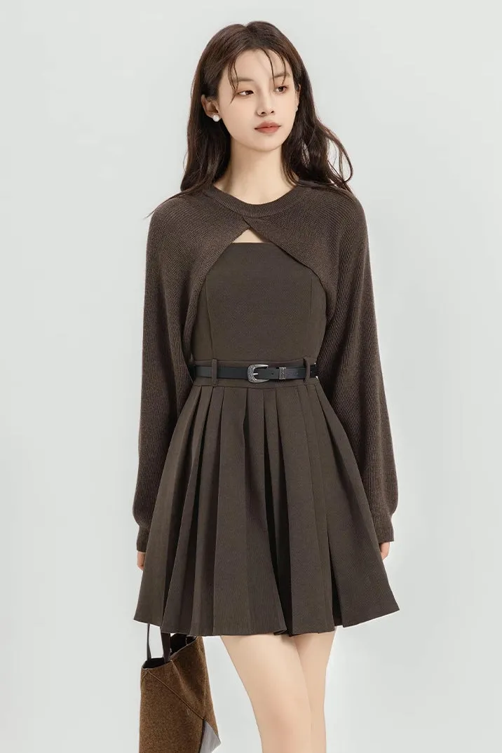 Two-Piece Mini Cami Dress & Sweater Set (2 Colors)