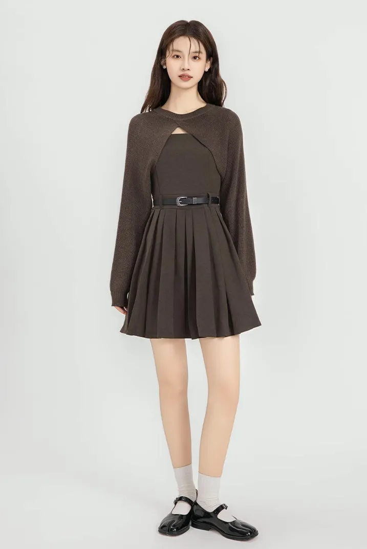 Two-Piece Mini Cami Dress & Sweater Set (2 Colors)