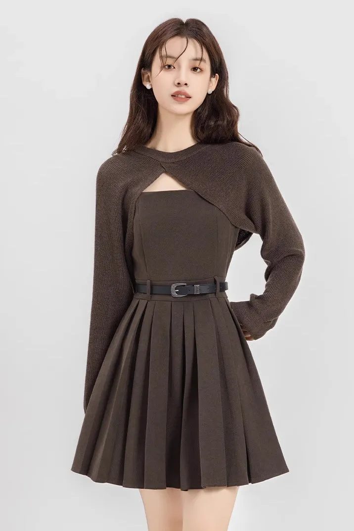 Two-Piece Mini Cami Dress & Sweater Set (2 Colors)