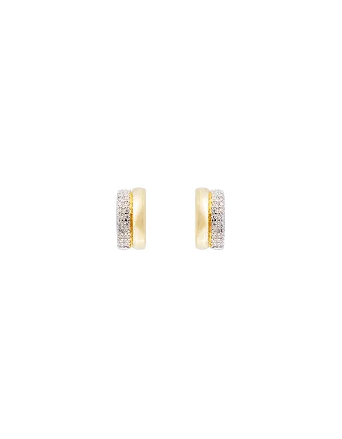 Two Tone Pave Huggies