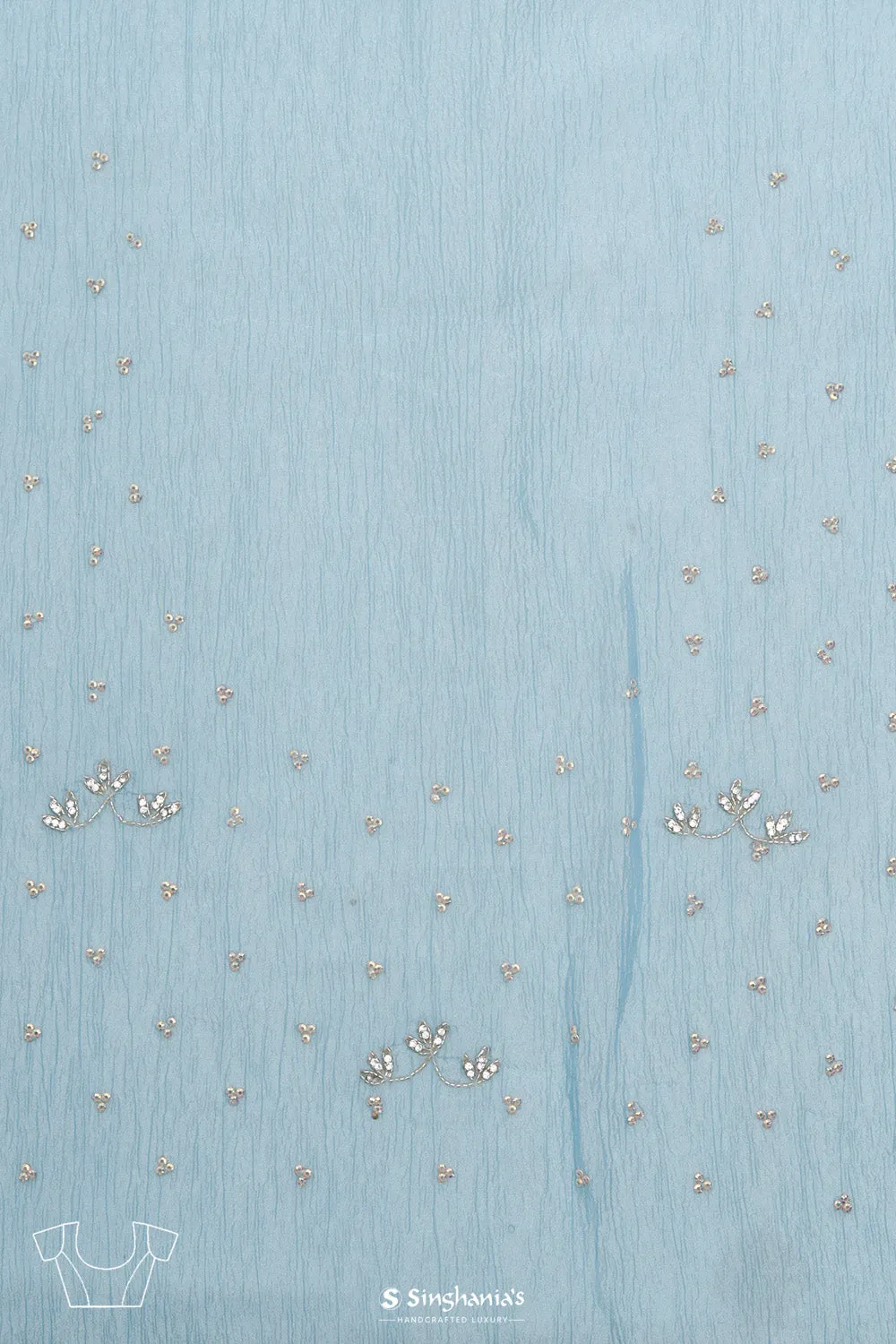 Uranian Blue Handcrafted Tissue Saree