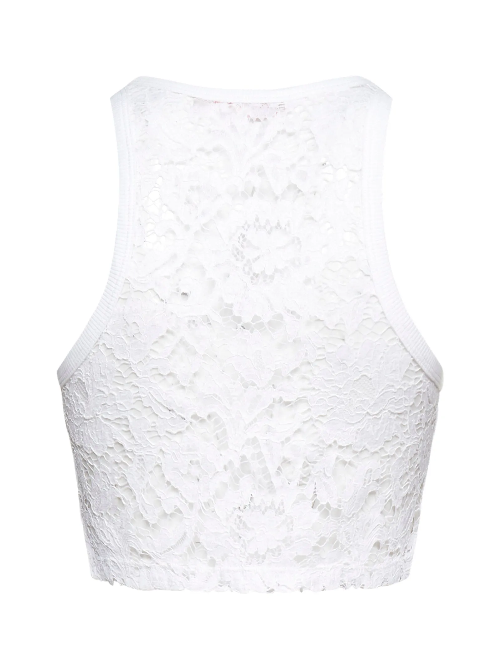 Valentino Lace Detailed Crewneck Cropped Top