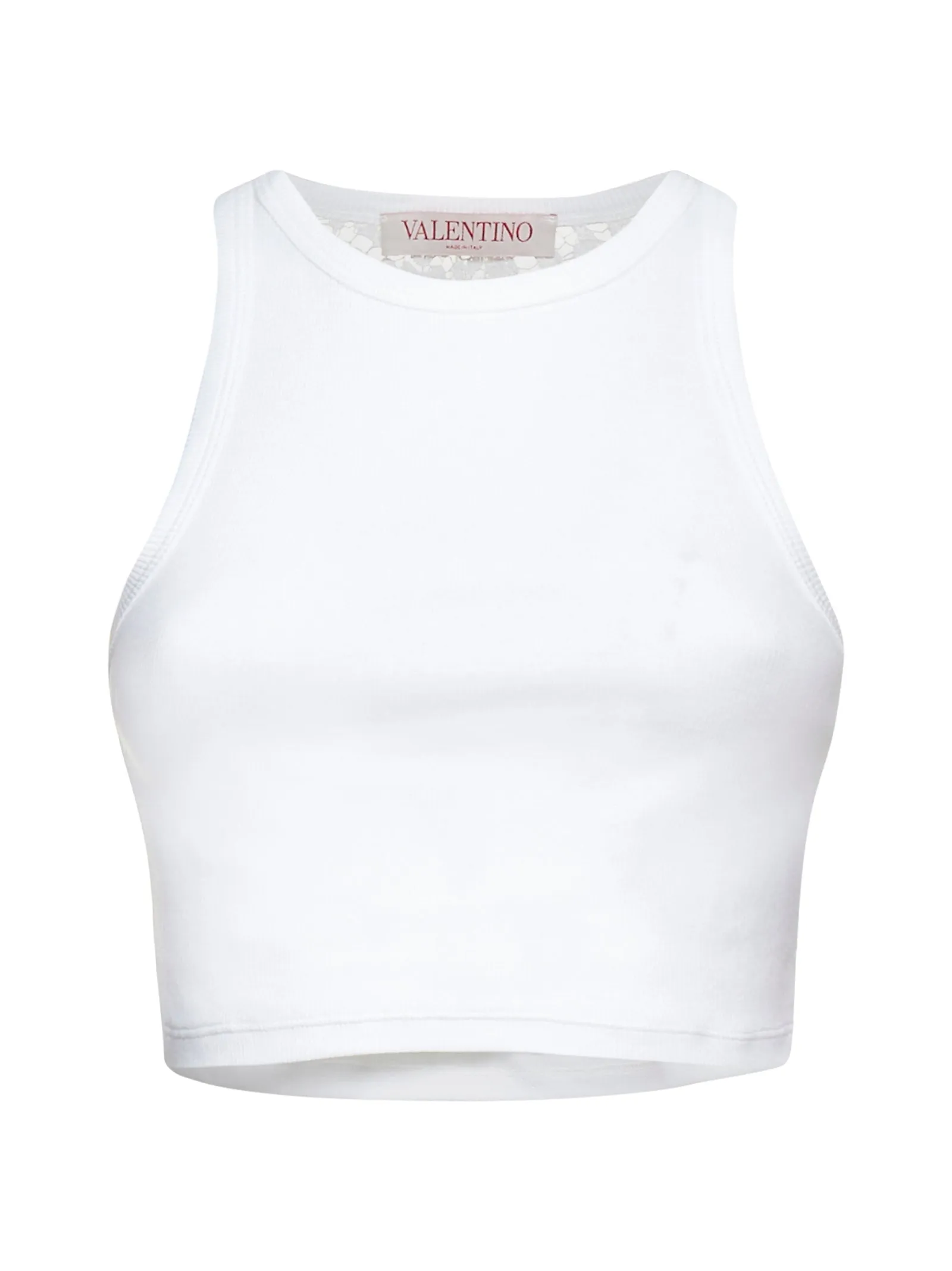 Valentino Lace Detailed Crewneck Cropped Top