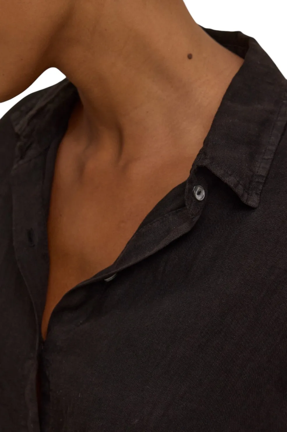 Velvet X Cleo Wade Sisi Woven Linen Button Down - Black