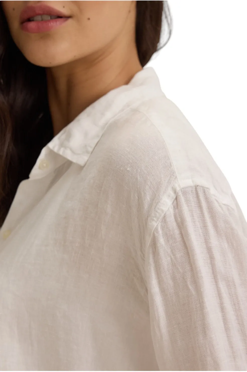 Velvet X Cleo Wade Sisi Woven Linen Button Down - White