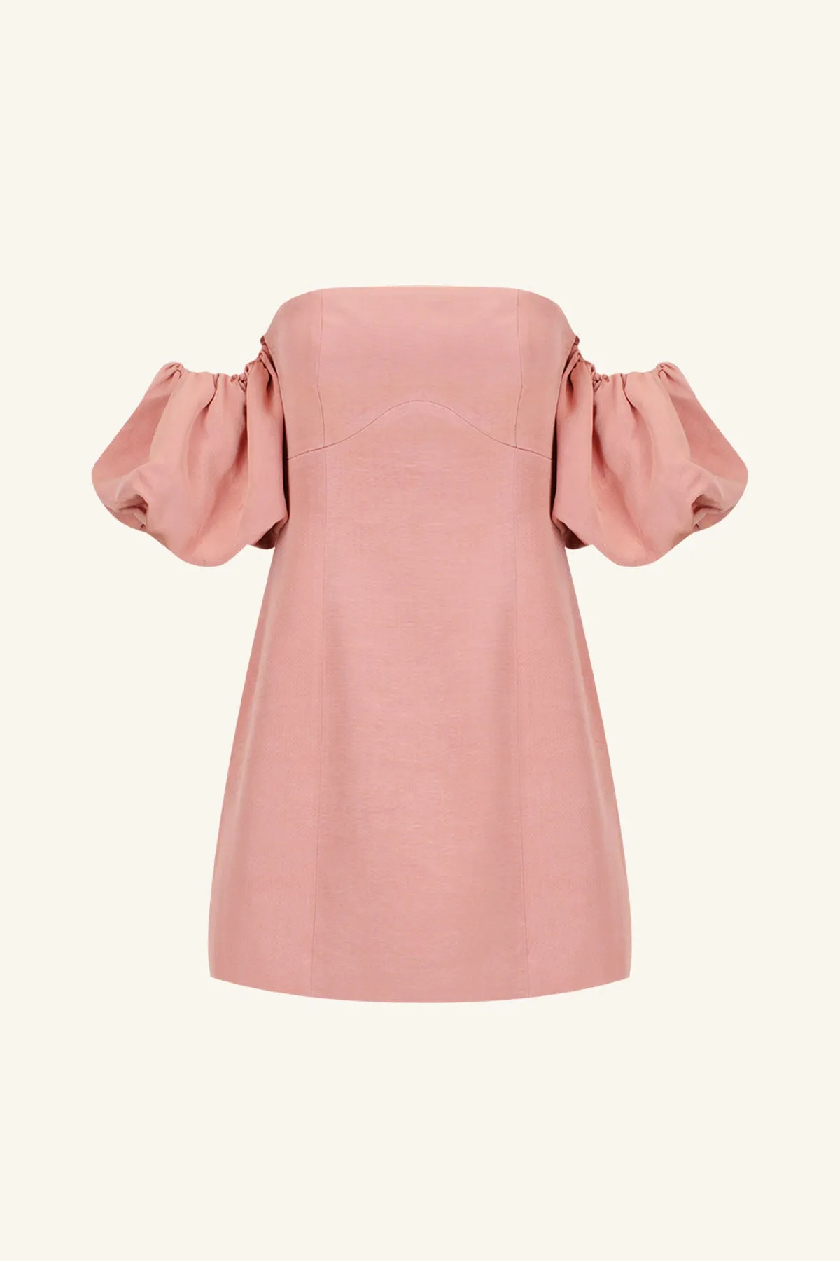 VENTO PUFF SLEEVE CONTOUR MINI DRESS - ROSE DAWN
