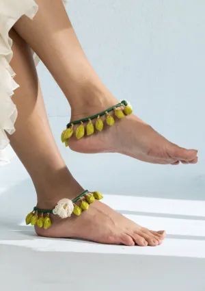 Verdure Floral Anklets - Set of 2