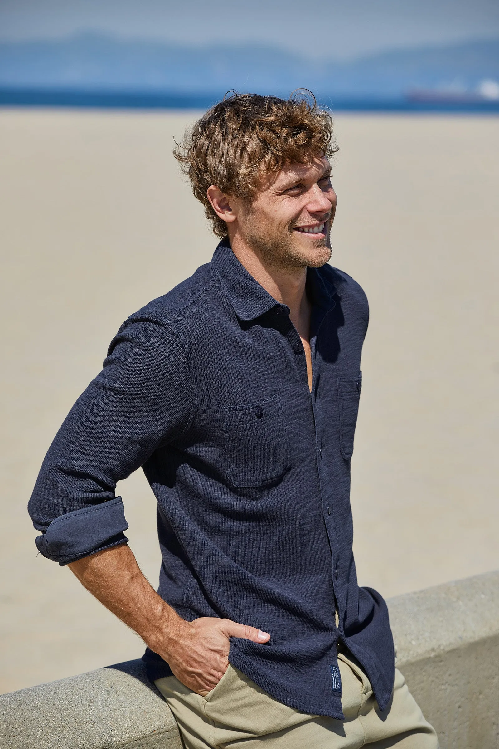 Waffle Hybrid Shirt - Dark Navy (Final Sale)*