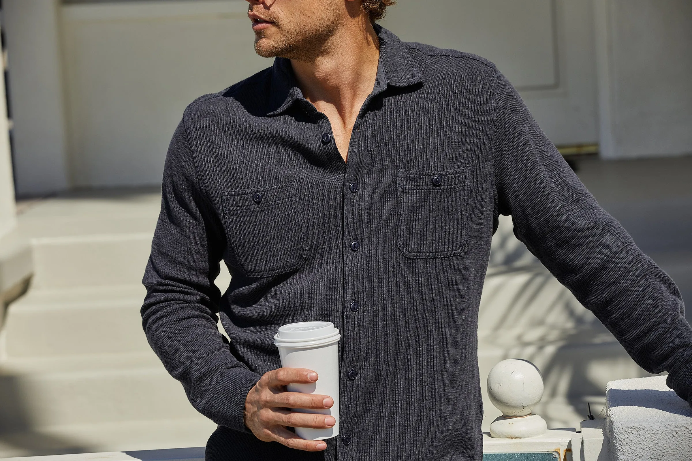 Waffle Hybrid Shirt - Dark Navy (Final Sale)*