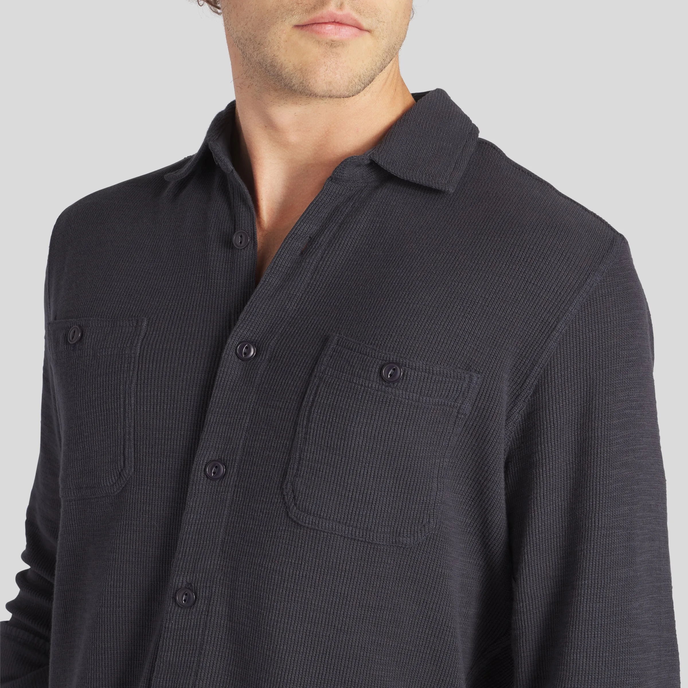 Waffle Hybrid Shirt - Dark Navy (Final Sale)*