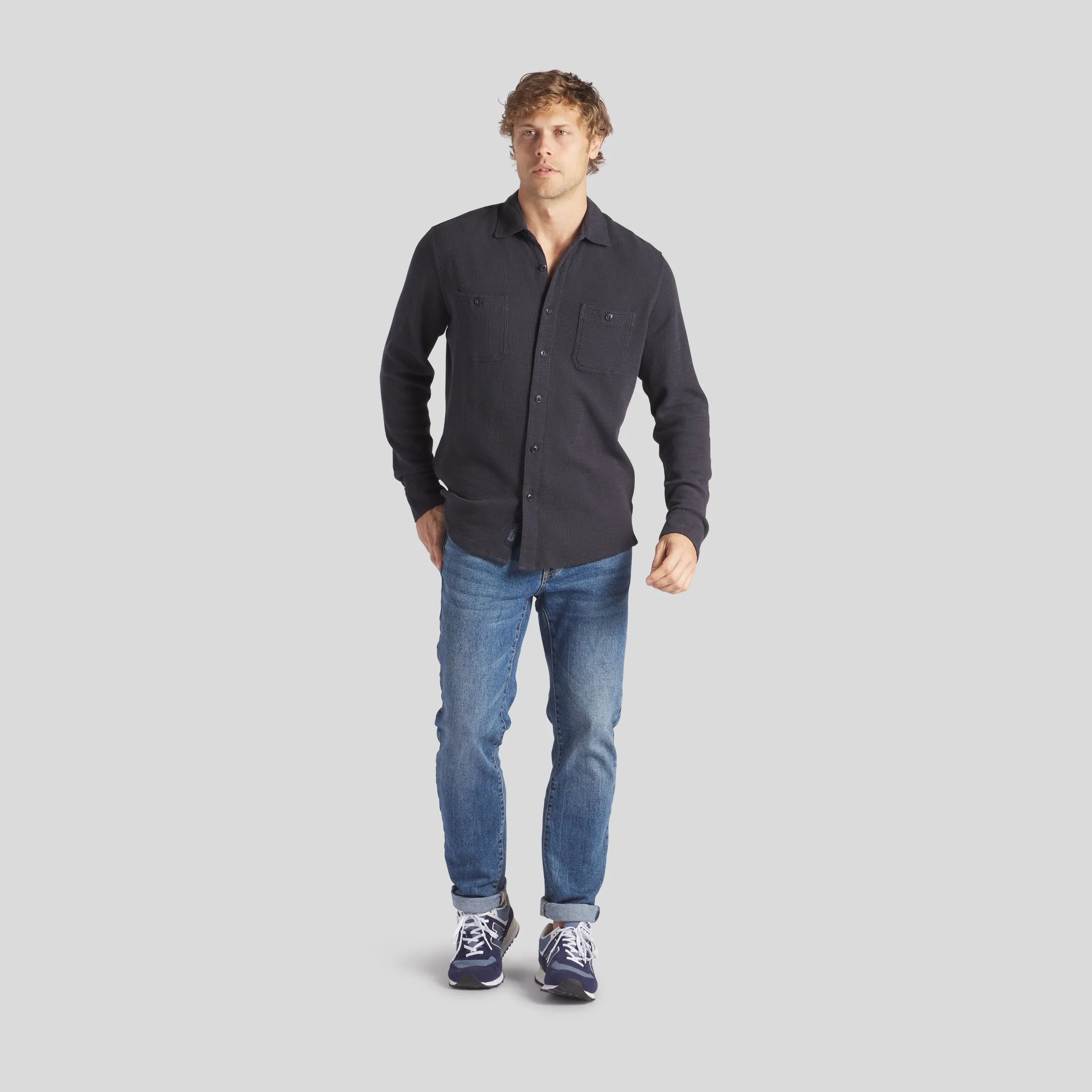 Waffle Hybrid Shirt - Dark Navy (Final Sale)*