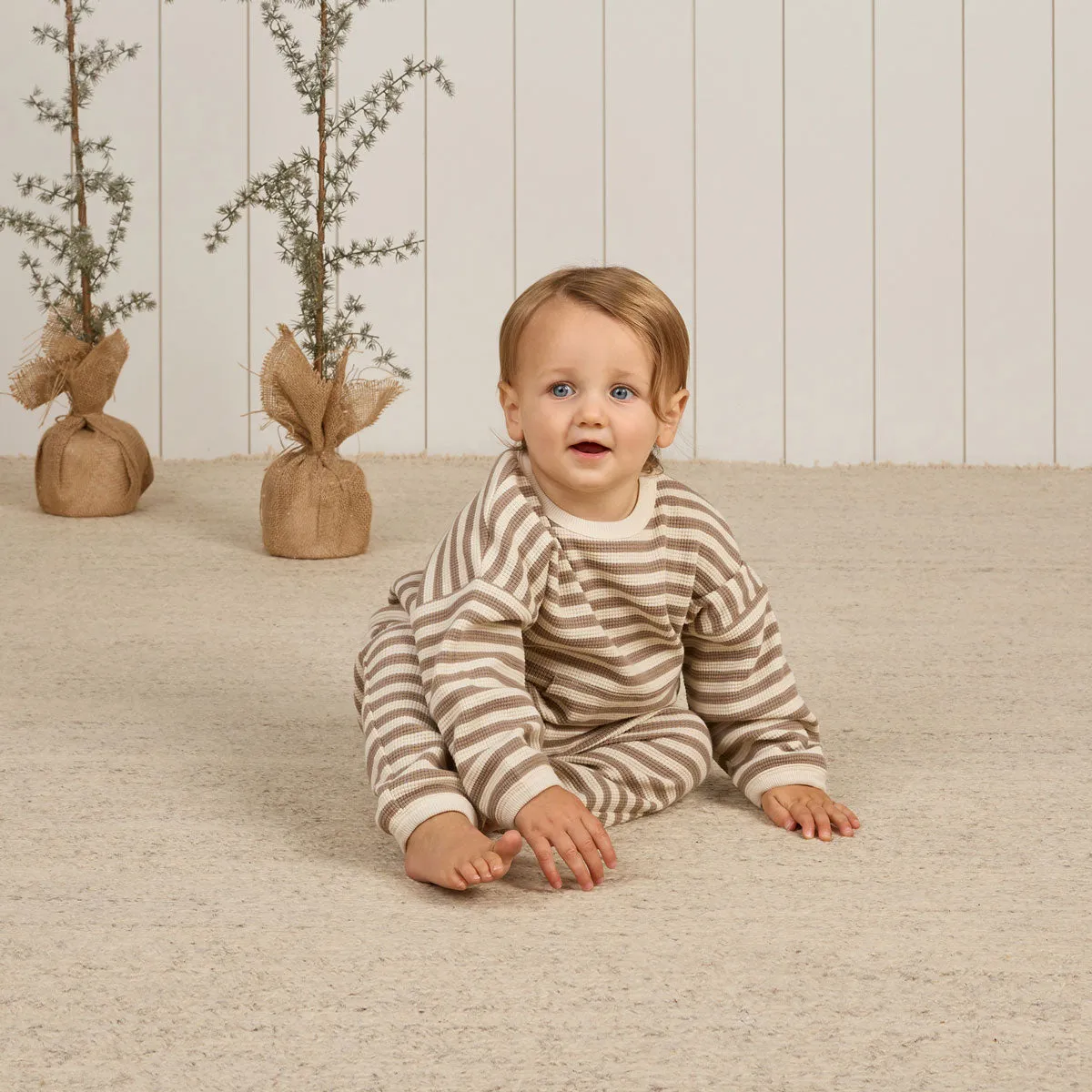 Waffle Slouch Set - Olive Stripe - FINAL SALE