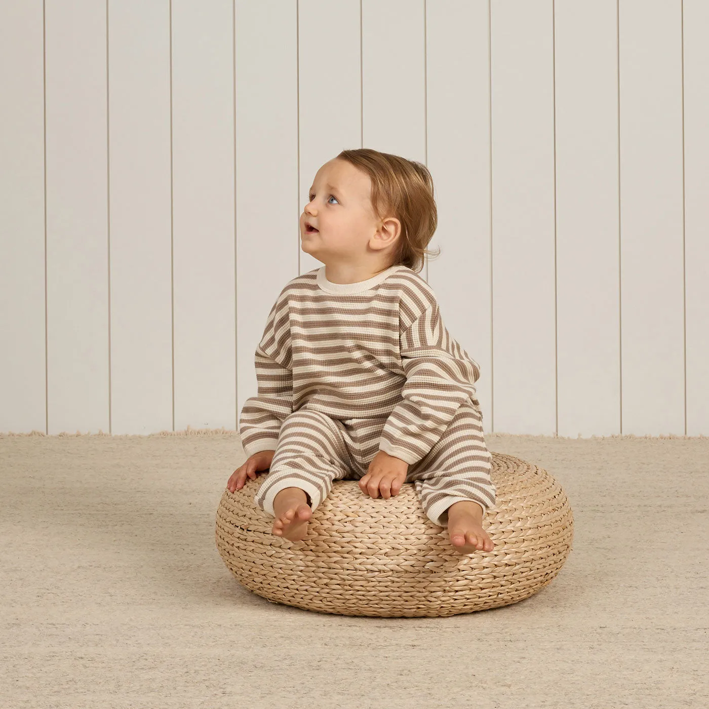 Waffle Slouch Set - Olive Stripe - FINAL SALE