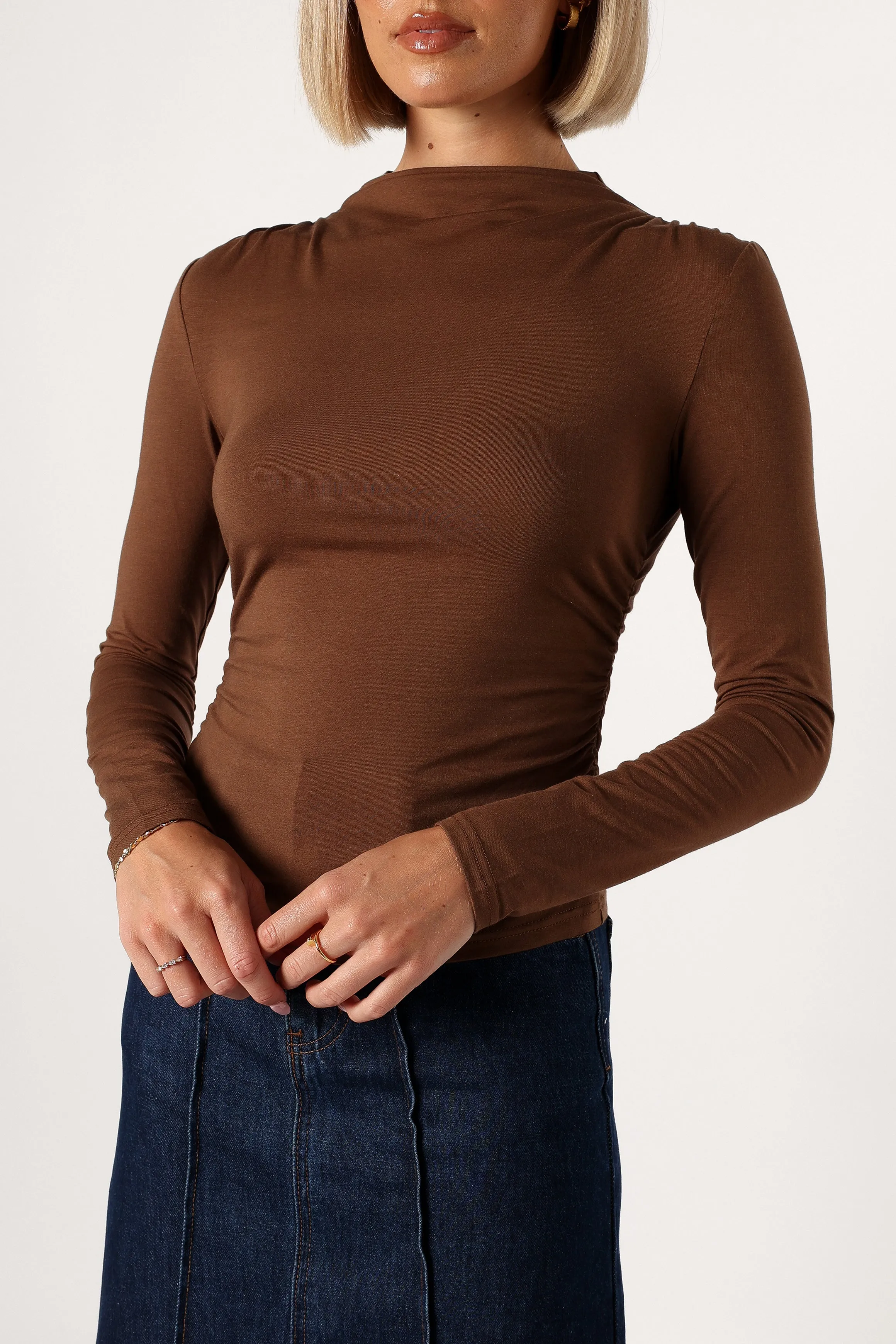 Wanda Long Sleeve Top - Coco Brown