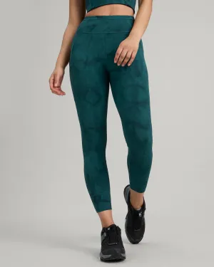 WELL.DER.NESS Move Women's 7/8 Leggings - Deep Lagoon Sunburst Print