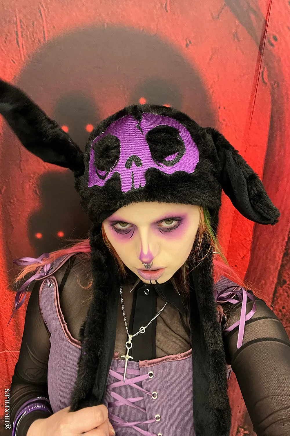 Whatever 21 x VampireFreaks Bone Bunny Hat [PURPLE/BLACK]