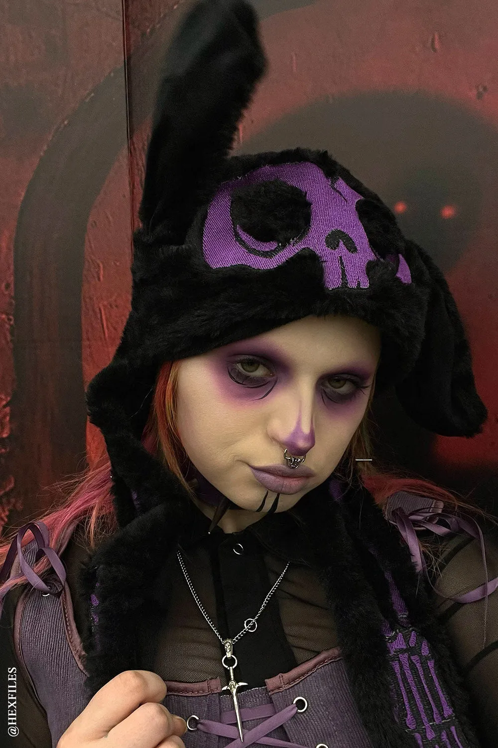 Whatever 21 x VampireFreaks Bone Bunny Hat [PURPLE/BLACK]