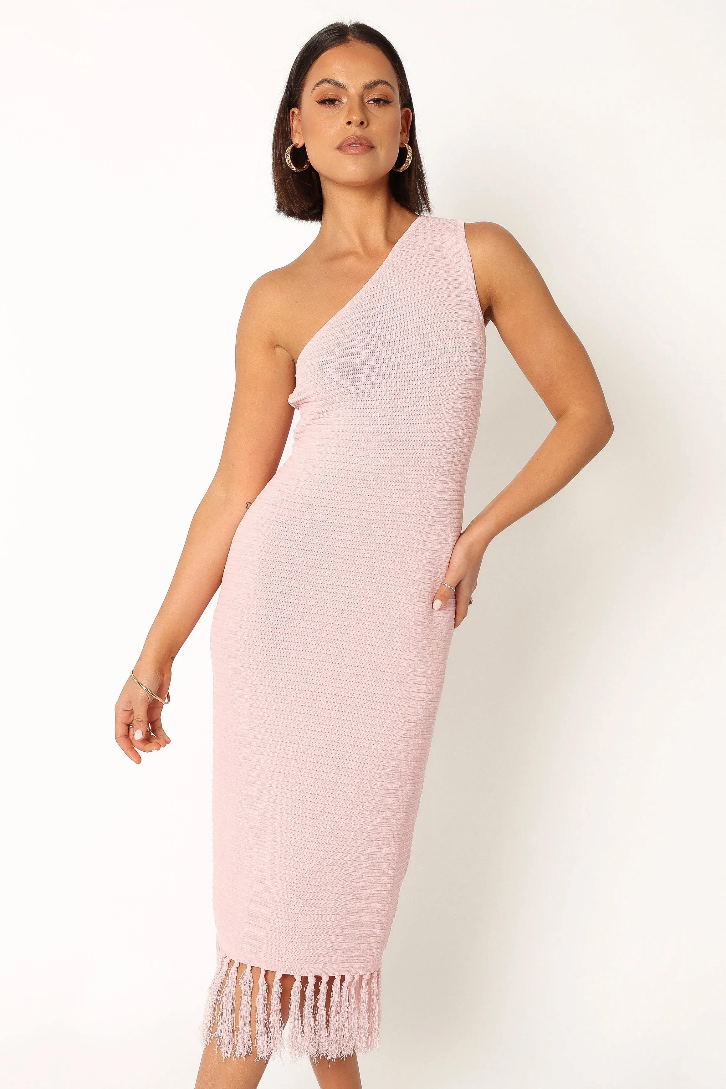 Winne One Shoulder Knit Dress - Pink