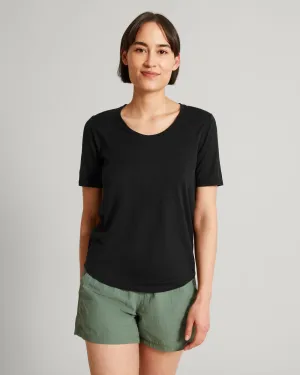 Wmns 100% Merino S/S Scoop Top - Black