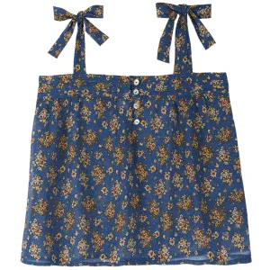 Women Top Floral Blue - قصيرة