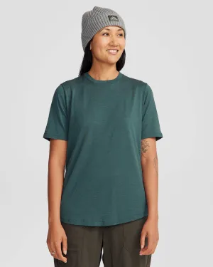 Women's 100% Merino Short Sleeve Crew Top - Deep Forest