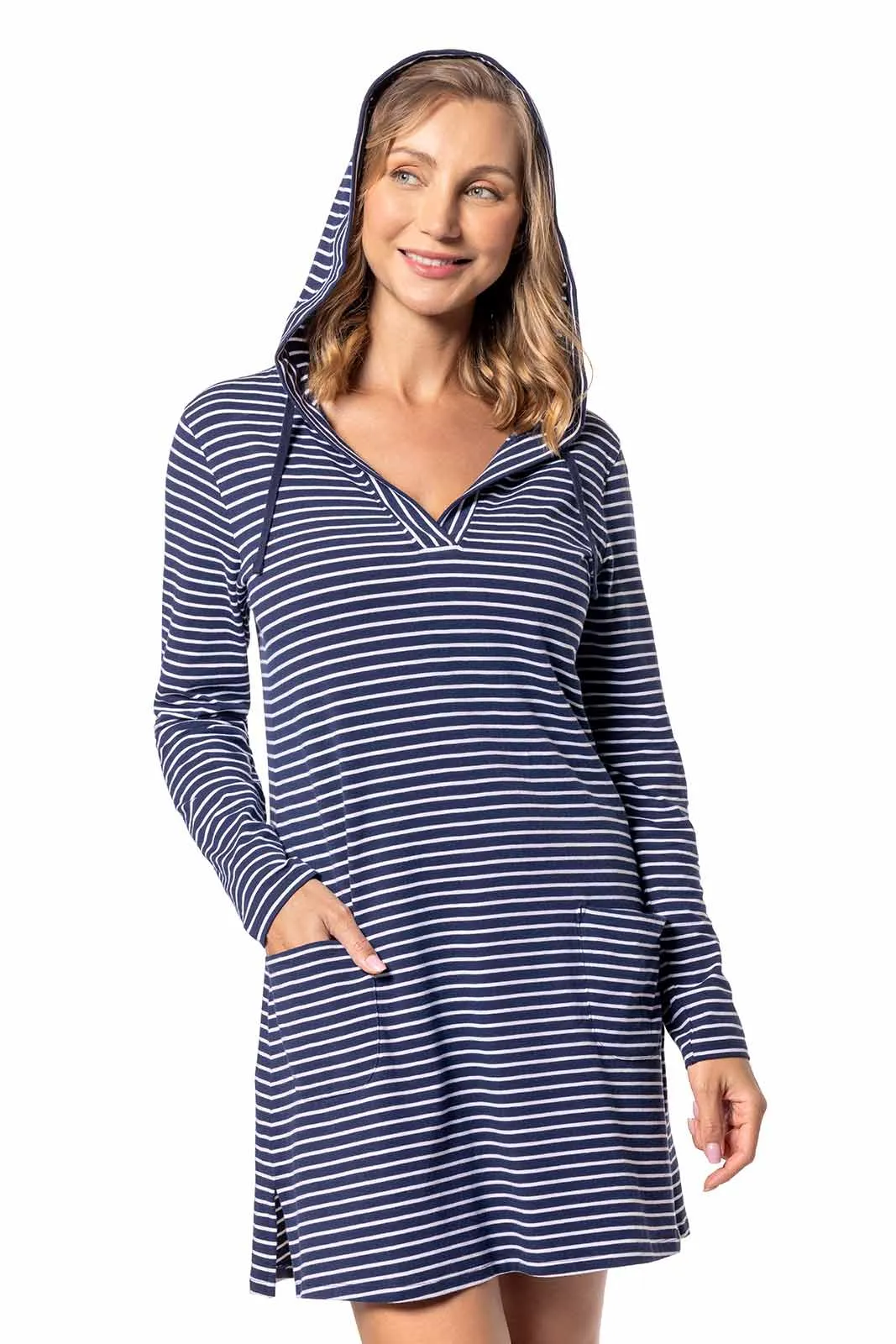 Women's Catalina Beach Cover-Up | Navy/White Stripe