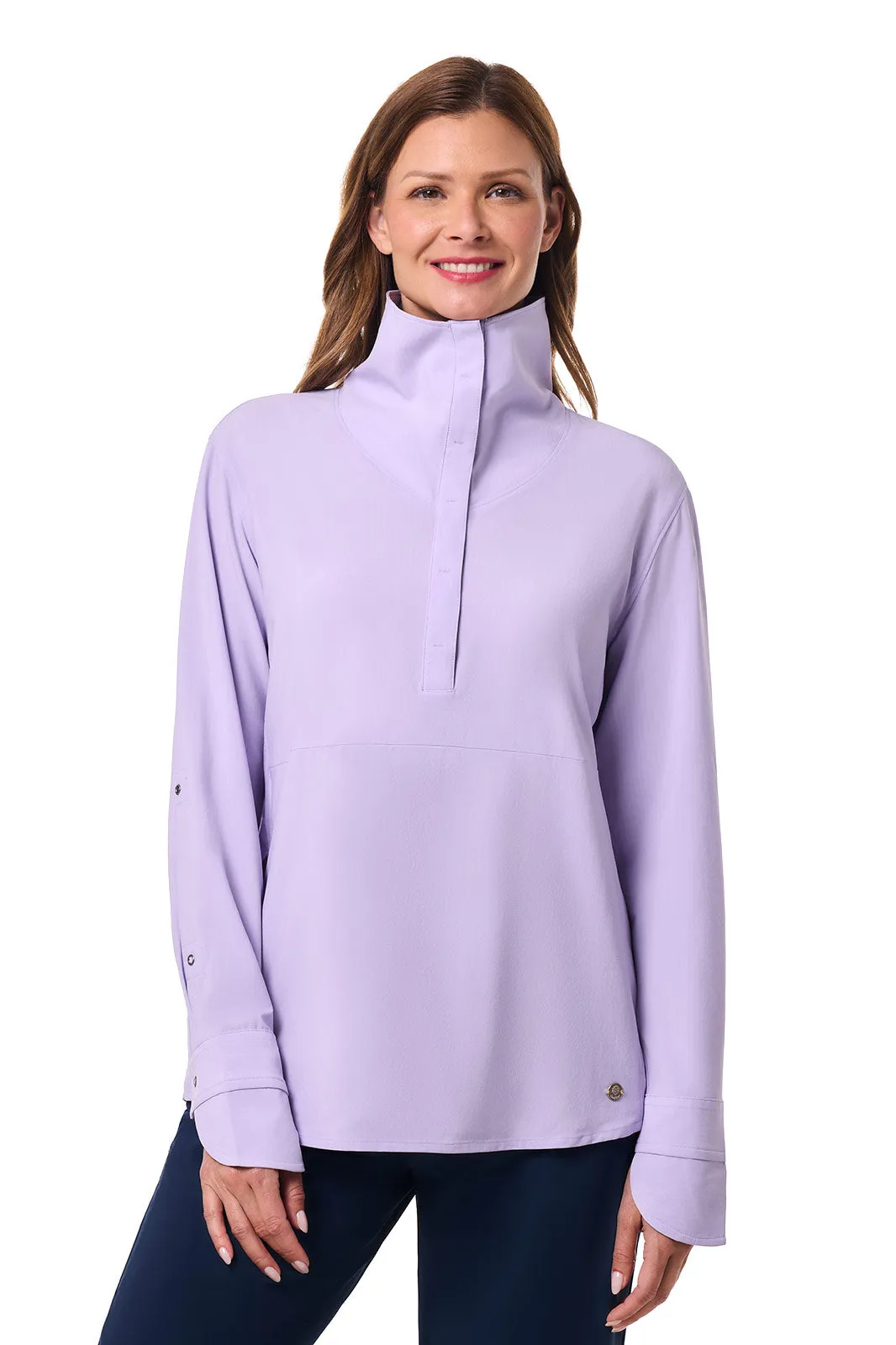 Women's Catona Funnel Neck Tunic Top | Lavendula Stripe
