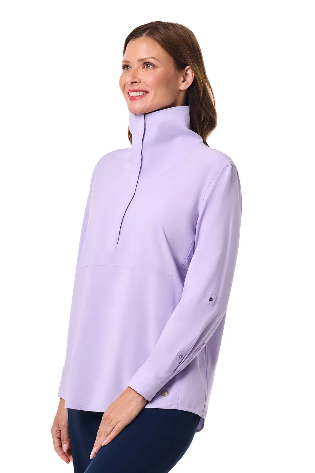 Women's Catona Funnel Neck Tunic Top | Lavendula Stripe