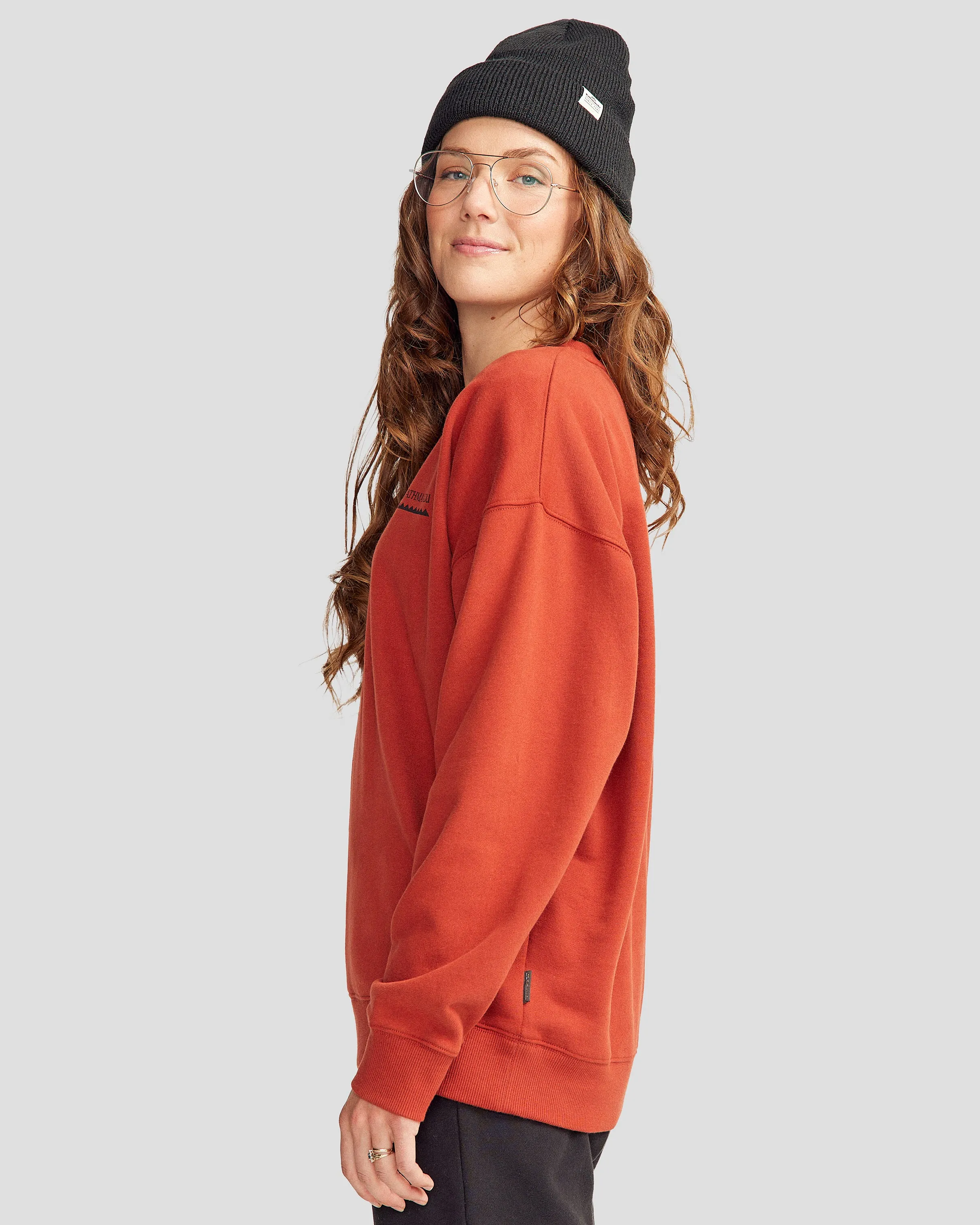Women's Heritage Logo Slouchy Brushed Crew - Redwood