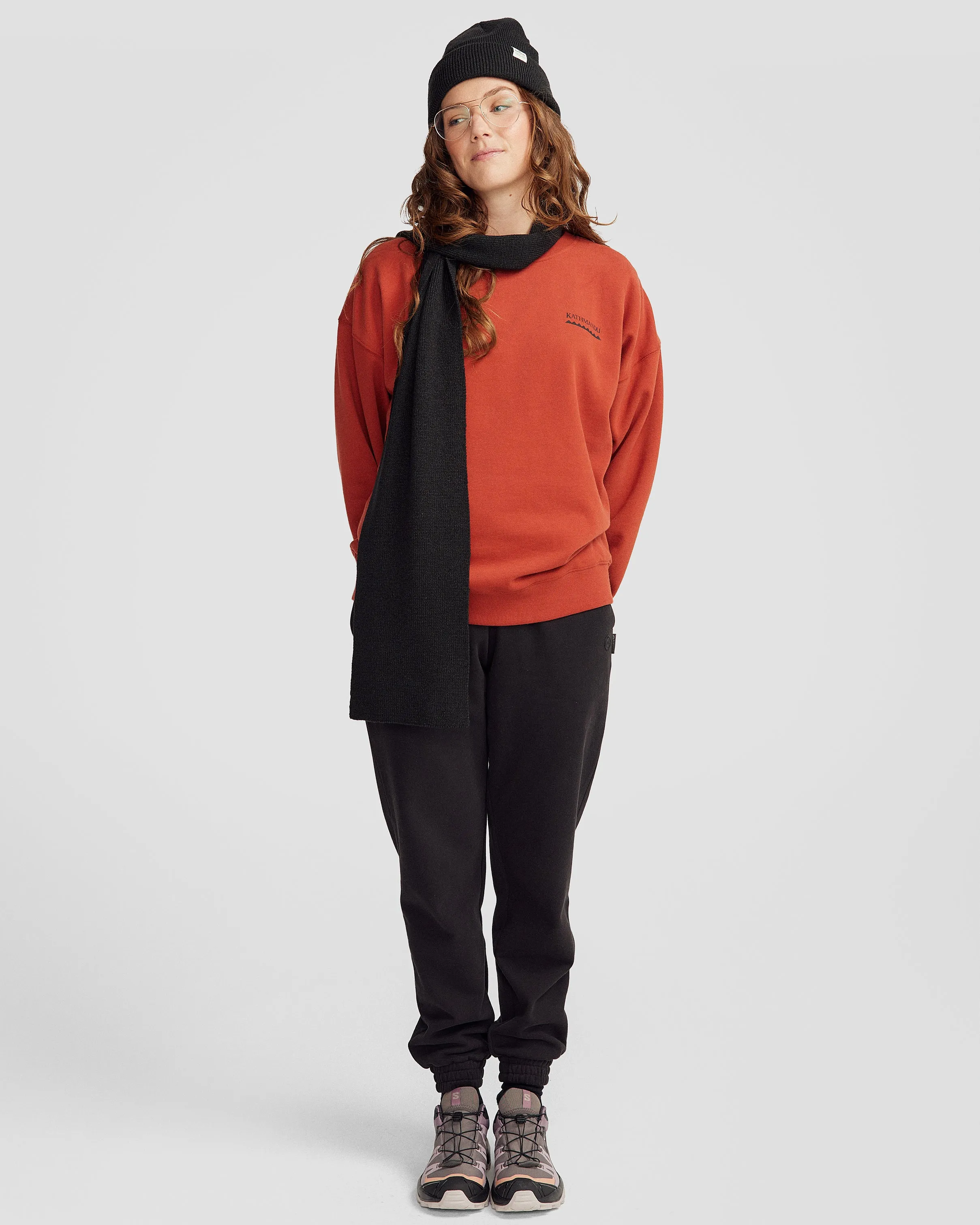Women's Heritage Logo Slouchy Brushed Crew - Redwood