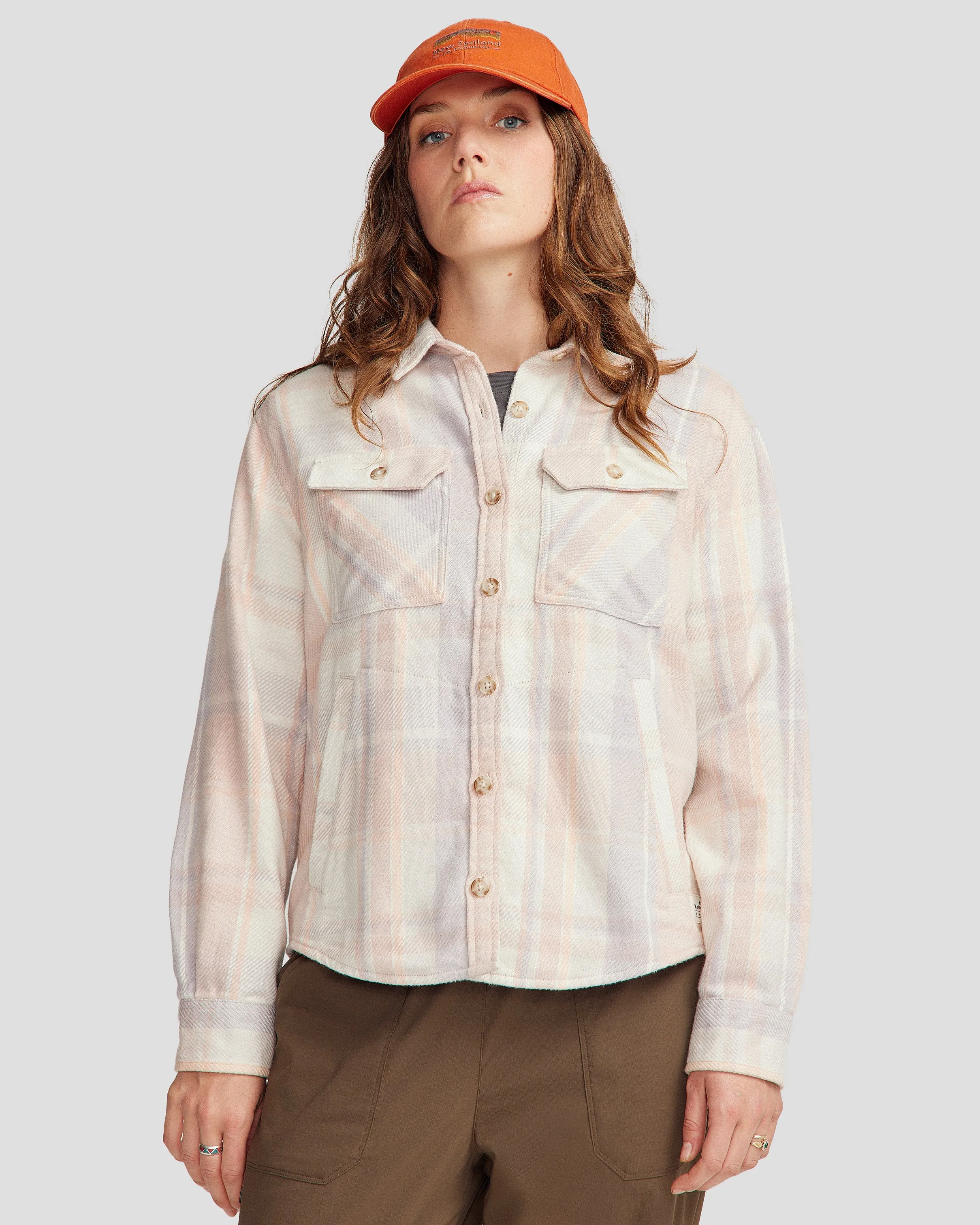 Women’s Huntly Long Sleeve Shirt - Cabin Plaid Shroom