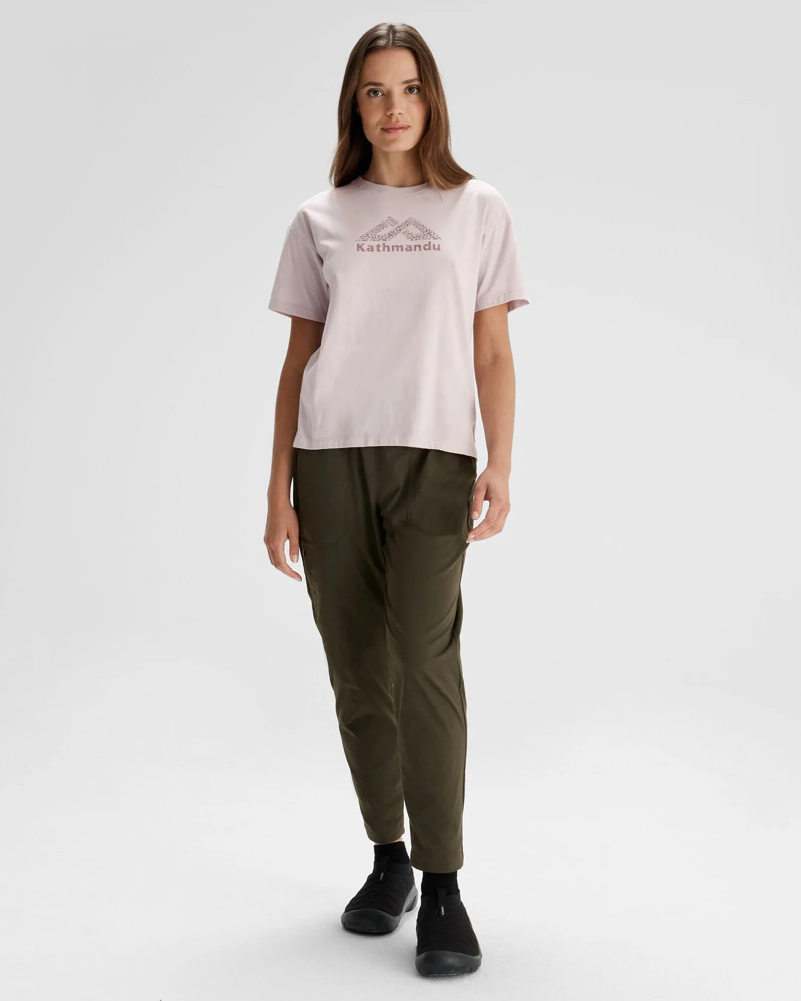 Women's Kathmandu Logo x Simon Beck Organic Cotton T-shirt - Dove