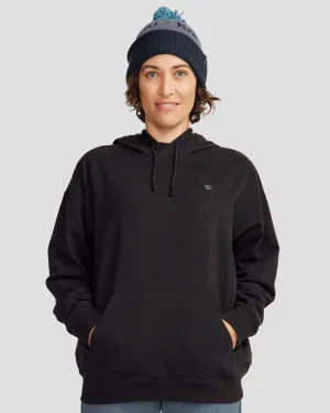Women's Peak Badge Relaxed Hoodie - Black Stingray