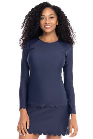 Women's Stony Coral Scallop Long Sleeve Rash Guard | Navy