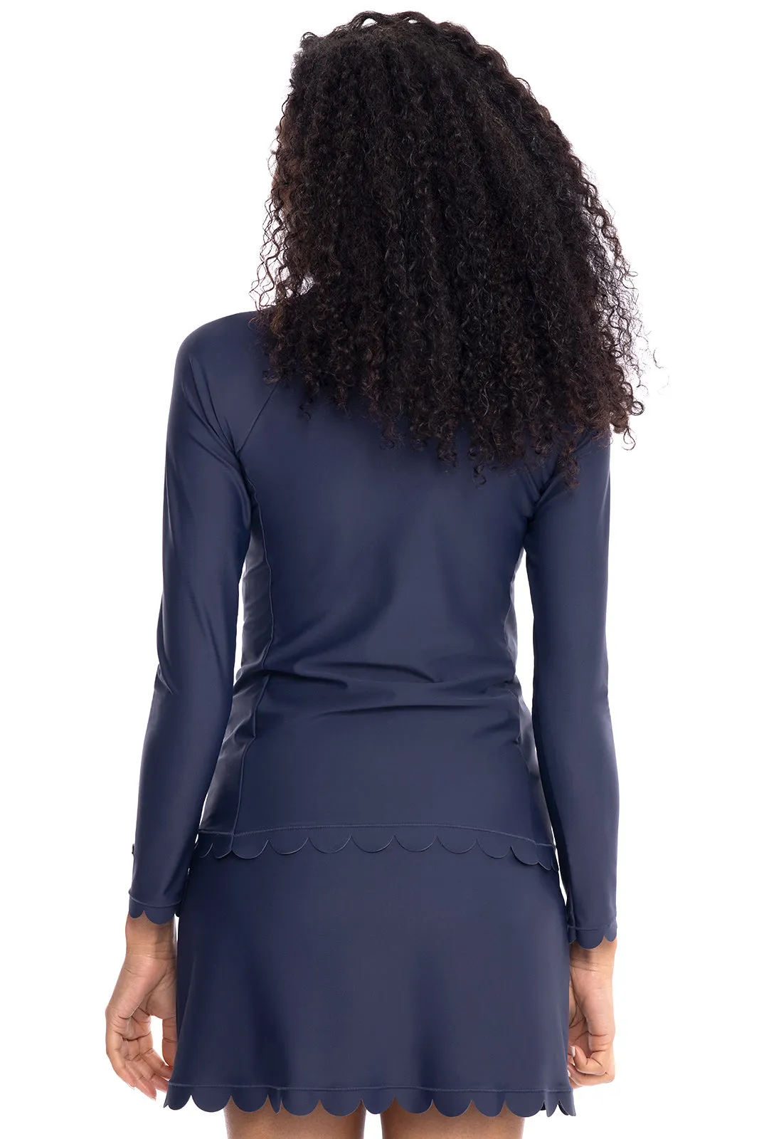 Women's Stony Coral Scallop Long Sleeve Rash Guard | Navy