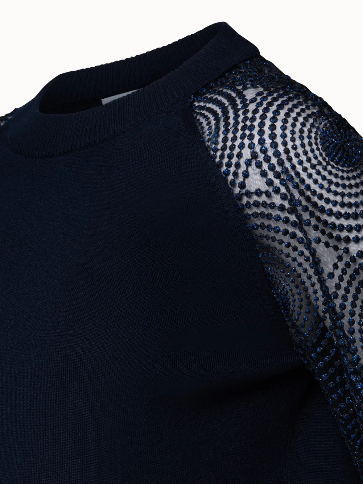 Wool Knit 3D Dot Embroidery Pullover