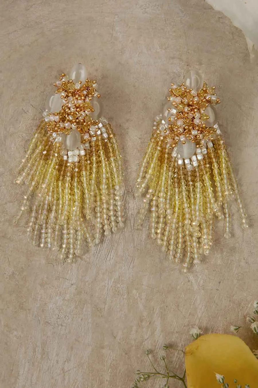 Yellow Semi-Precious Stone Dangler Earrings