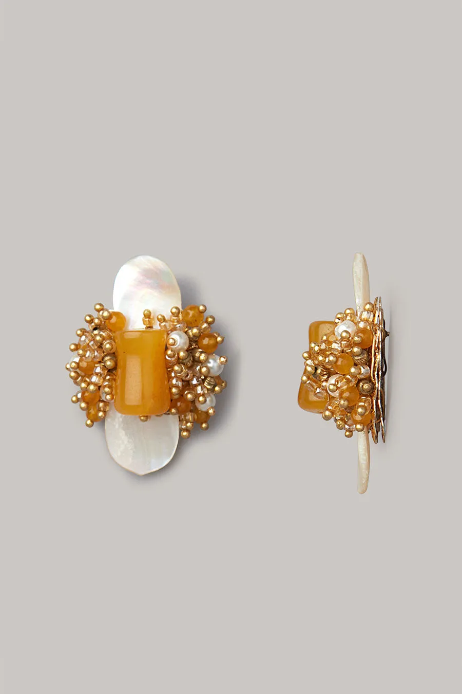 Yellow Semi-Precious Stone Stud Earrings