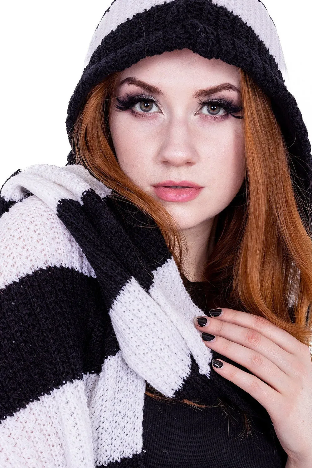 Zenni Hooded Scarf [BLACK/WHITE]