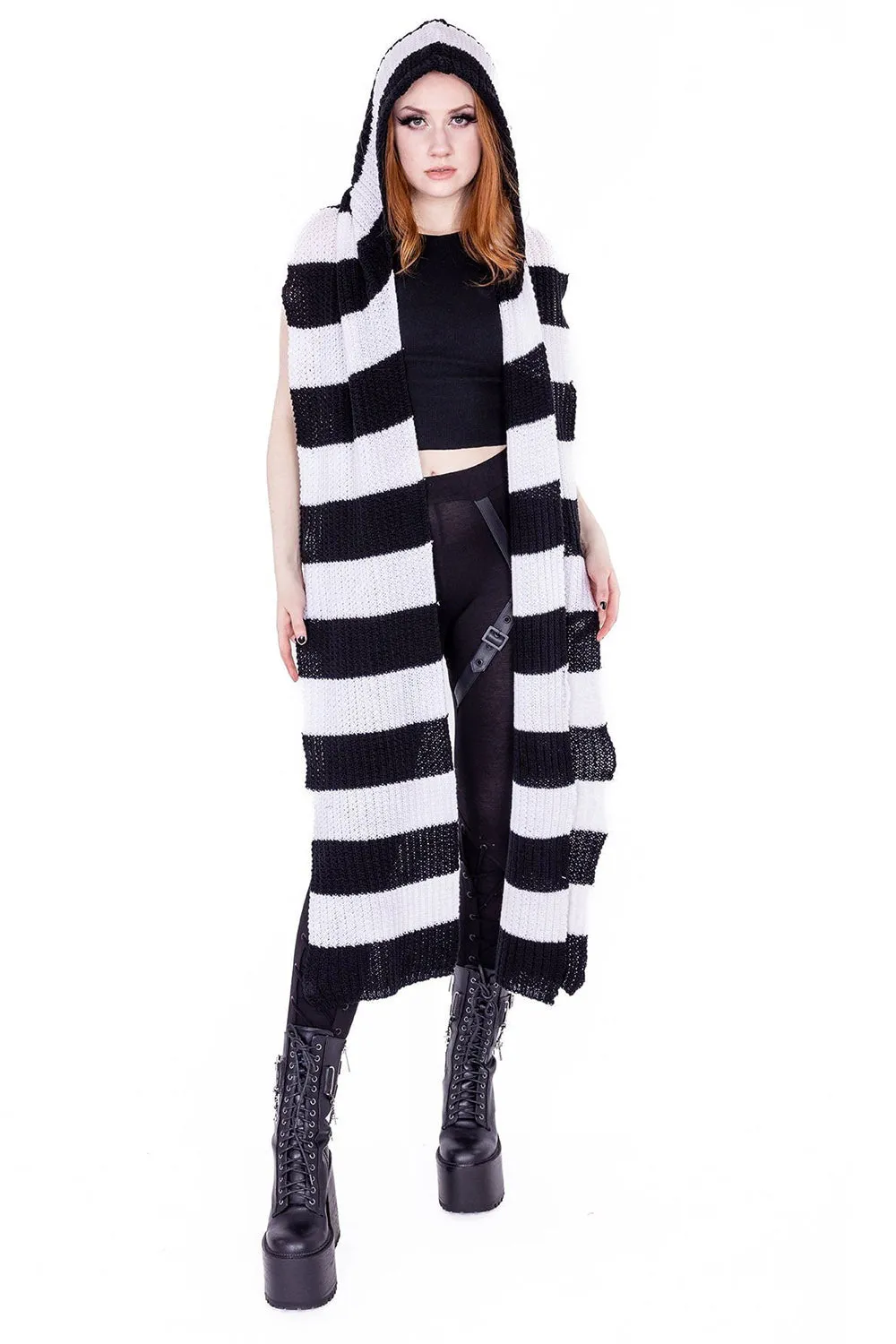 Zenni Hooded Scarf [BLACK/WHITE]