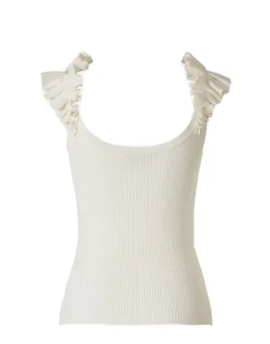 Zimmermann Ruffle Detailed Ribbed Knit Top