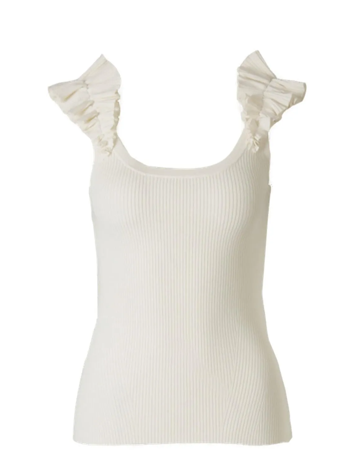 Zimmermann Ruffle Detailed Ribbed Knit Top