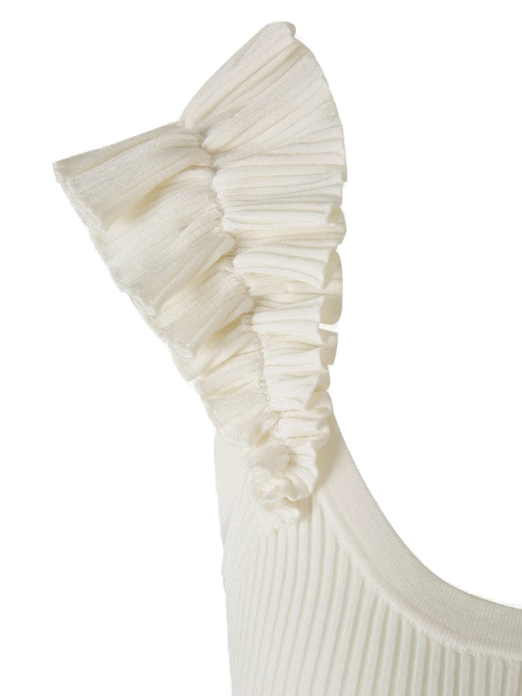 Zimmermann Ruffle Detailed Ribbed Knit Top